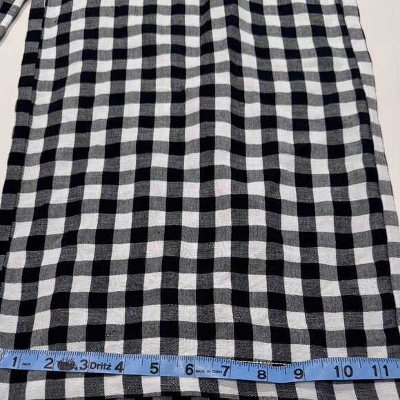 Loft Black & White Gingham Wide Leg Cropped Pants with Tie Belt, Sz S - Picture 3 of 8